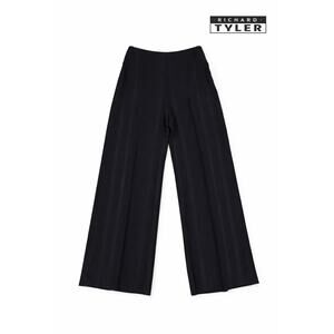 Richard Tyler Vintage 90s Wide Leg Trousers Black Silk Trim High Rise 6 USA